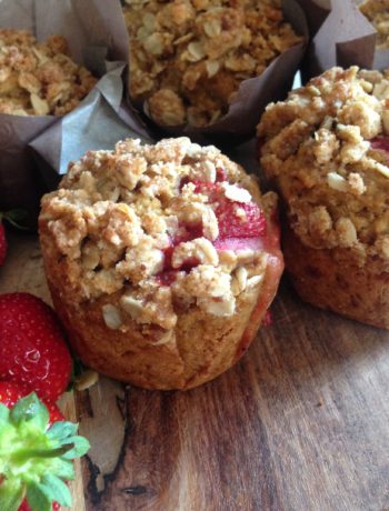 Plant Based Strawberry Rubharb Muffins